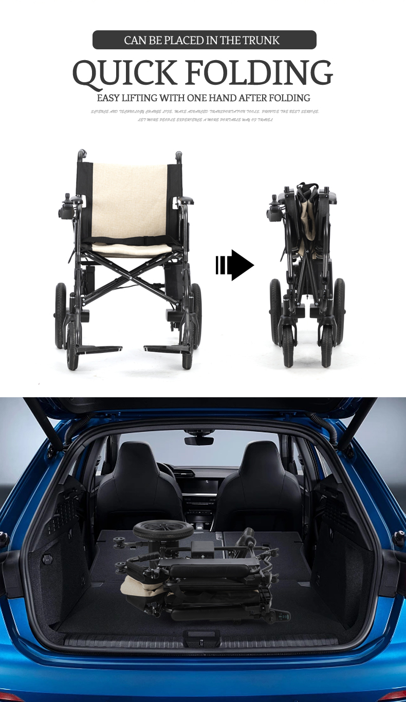 lättvikts elektrisk hopfällbar rullstol i aluminium